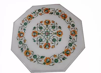 £221.72 • Buy 12  Marble Side End Table Top Semi Precious Stone Inlay Handicraft Work