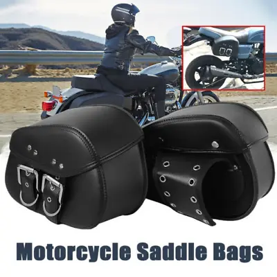 Black Motorcycle Saddle Bags For Kawasaki Vulcan VN 800 900 1500 1600 1700 2000 • $58.33