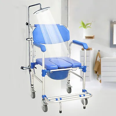 $160.25 • Buy Wheelchair Potty Medical Mobility Toilet Shower Commode Transport Bedside Elder