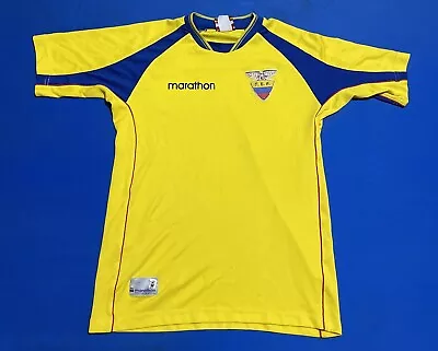 Vintage Marathon Ecuador Mens Soccer Jersey Short Sleeve 2002 Home Kit Yellow L • $29.99