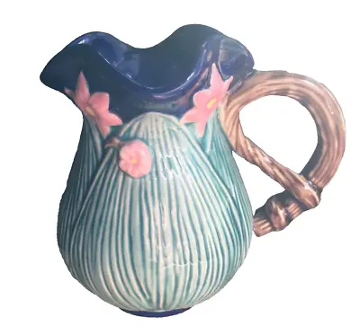 Water Lily 5  X 5  Pitcher Creamer Ruffle Top J Wilfred By Sadek Blue Teal Pink • $18