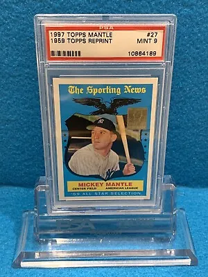 1997 Topps Mickey Mantle Card #27  The Sporting News (1959 Topps RP) PSA 9 MINT! • $40