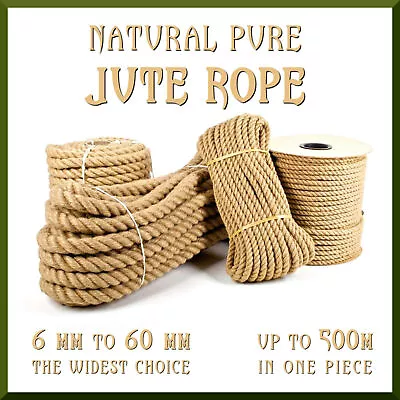 £143.32 • Buy Natural Jute Rope Twisted Braided Decking Garden Boating Sash 6-60mm Up To 500m