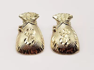 14KT Yellow Gold Money Bag Earrings • $349