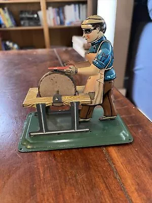 Vintage Tin Toy Arnold  Steam Powered Grinding Stone Wheel Work • $49