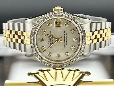 Rolex Ladies Datejust 31mm 18k Yellow Gold/Steel ICED 1.5ct Diamonds MOP Dial • £6221.59