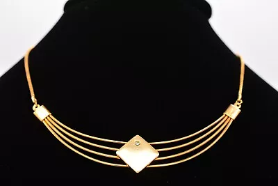 Vintage Collar Necklace Shiny Gold Tone Chain Pave Rhinestone Crystal NOS 1990s • $18.36