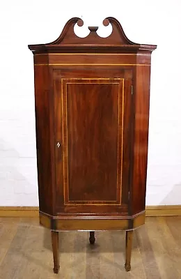 Antique Gerogian Inlaid Mahogany Corner Side Cabinet - Cupboard • £175