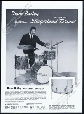 1959 Dave Bailey Photo Slingerland Drums Drum Set Kit Vintage Print Ad • $9.99