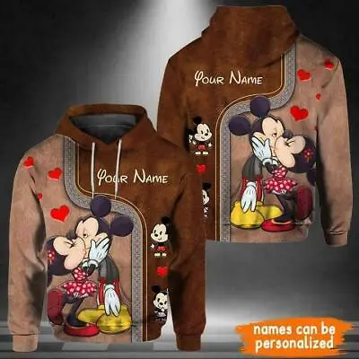 Personalized Mickey And Minnie Mouse Kissing Cartoon 3D HOODIE Best Price • $38.93