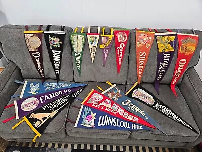 Vintage Lot 16 Collectible North Americian Tourist Pennants • $99.95