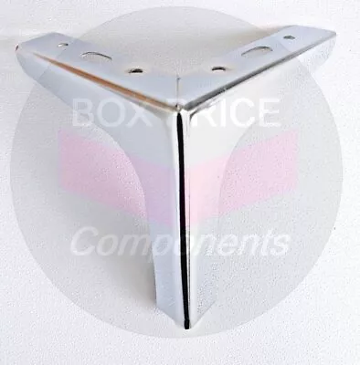 4x Chrome Gold Metal T LEGS 1x Furniture Corner Feet Sofas Stools Pre Drilled • £6.49