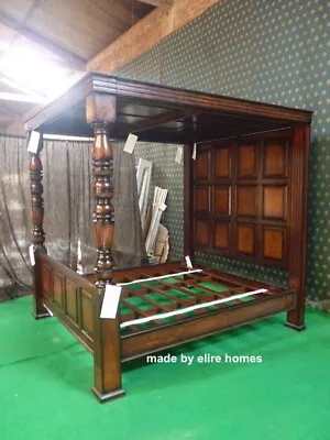 £6000 • Buy USA King 76 X80  Dark Mahogany Georgian Tudor Sty Four Poster Wooden Canopy Bed 