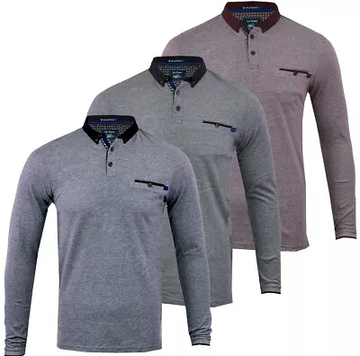 Mens Le Shark Long Sleeve Plain Polo Shirt Top Cotton Smart S-XXL • £12.59