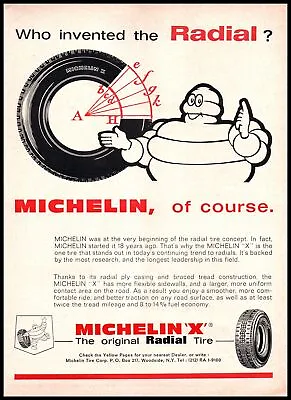 1966 Michelin X Radial Tire Vintage Print Ad Bibendum Man Geometry Wall Art • $10.97