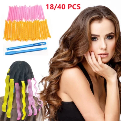 £12.95 • Buy UK Magic Curlers No Heat Hair Spiral Curl Formers Leverage Rollers With Hook
