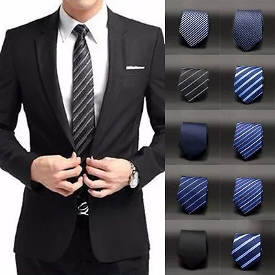 Formal Business Wedding Party Dot/Striped Jacquard Woven Tie Men's Tie Necktie • £5.50