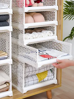 NEW White Solid Wardrobe Drawer Storage Wardrobe Stackable Storage Boxes • £5.48