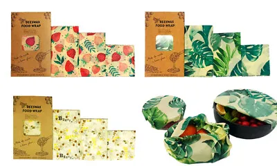 £6.99 • Buy 3 Pack Natural Reusable Beeswax Food Wrap Paper Bees Wax - Small Medium Large UK