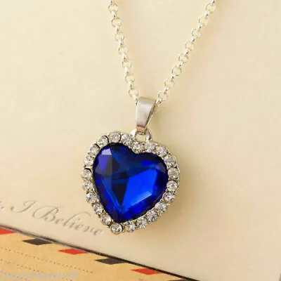 £4.95 • Buy Heart Of The Ocean Dark Blue TITANIC Necklace  Boho Bohemian Jewellery Gift UK