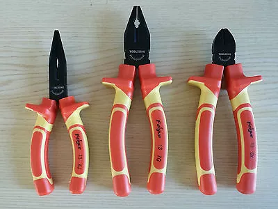 Electricians 1000v Insulated VDE Pliers Side Cutter Long Nose Plier Set Cable  • £23.99