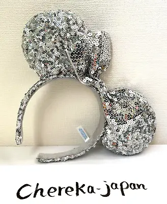 Tokyo Disney Resort Headband Silver  Sequins Ribbon Ears Limited Japan TDL TDS • £27.97