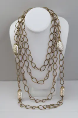 Vintage Miriam Haskell 4 Strand Rope Chain Link Baroque Pearl Necklace ~ Signed • $274.99