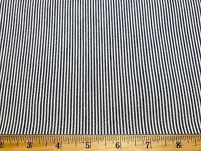 Vintage Cotton Fabric Pillow Ticking Woven Thin Blue Stripes 48 W 25 L • $9.99