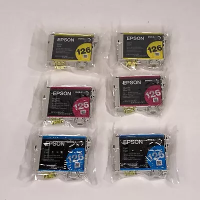 6 Genuine Epson 126 High Capacity Color Ink - 2 Cyan 2 Magenta 2 Yellow No Box • $21.81