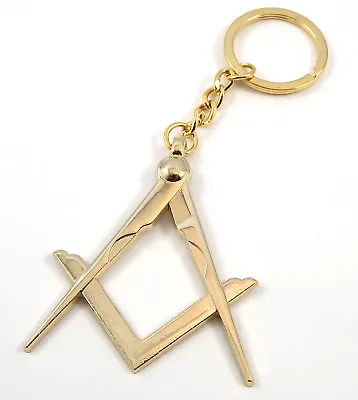 Mason Compass And Square Key Chain Metal Keychain W/ Belt Clip MAS108 • $4.99