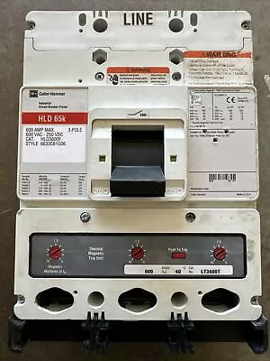 Cutler-Hammer HLD3600F 3-Pole Circuit Breaker 600VAC 250VDC 600Amp  • $1995