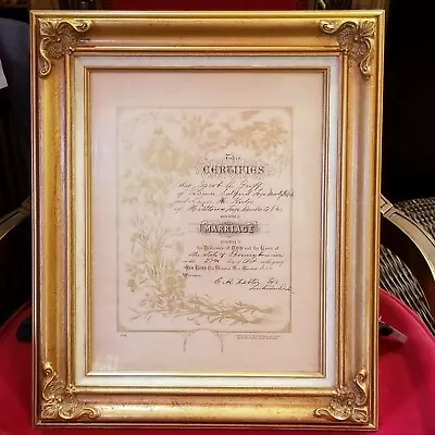 1906 Pennsylvania Marriage Certificate Framed & Matted 19 X16  • $60