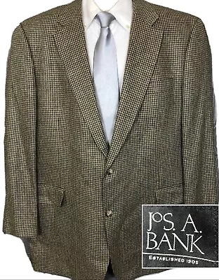 Jos A Bank Mens Beige Multicolor Silk 2 Button Sport Coat Jacket 46 Long (t11 • $39.99