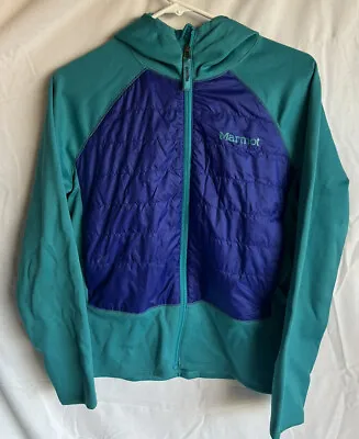 Marmot Youth Lightweight Hoodie Jacket Sz XL Blue Green Full Zip Kids Variant • $19.95