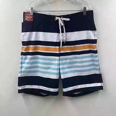 Merona Multicolor Striped Drawstring Mesh Swim Shorts Men’s Size Large NWT • $9.99