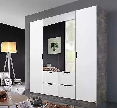 Rauch 'Arnstein' 3 Or 4 Door Wardrobe Stone & White. German Bedroom Furniture. • £309