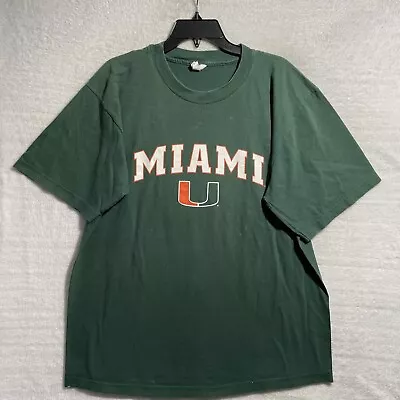 Vtg NCAA Miami Hurricanes Shirt The Cotton Exchange Green Mens XL USA • $8.11