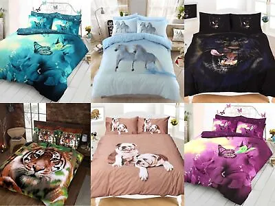 3D Animal Print Duvet Cover Set Duvet Cover Sheet Pillowcase Single Double King • £13.50