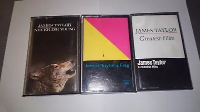 James Taylor 3 Cassette Lot: Never Die Young Greatest Hits Flag  • $9.99