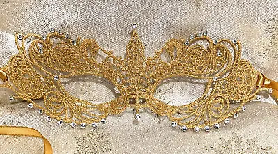 £11.75 • Buy Gold Masquerade Mask Crystal Glass Diamantes New Year's Party 2022 Masked Ball