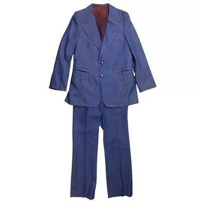 Vintage 70s Denim Suit 2 Piece Cowboy Western Disco Sz R36 : M/L • $100