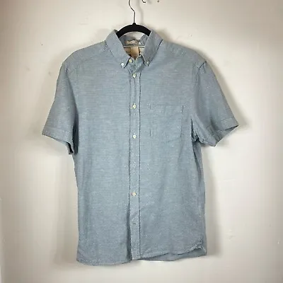 $18 • Buy H&M Label Of Graded Goods Linen Blend Mens Small Short Sleeve Button Down Shirt