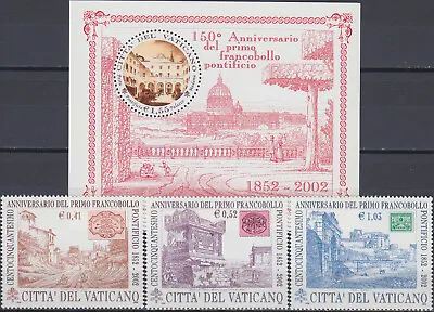 Vatican Set & S/S 150th Ann 1st Pontifical Stamps 2002 MNH-1150 Euro • $3.50