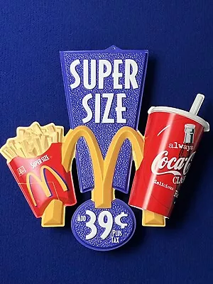 VINTAGE McDONALD’S 3D MOLDED PLASTIC SIGN SUPER SIZE ME COKE FRIES ADVERTISING • $499