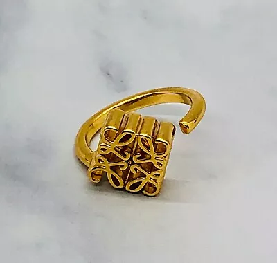 Auth LOEWE Monogram Gold Tone Adjustable Ring - Pre Owned / KJ4171 • $165