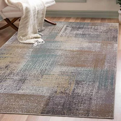 Ara Geometric Patchwork Abstract Non Slip Machine Washable Area Rug Or Runner • $130.05