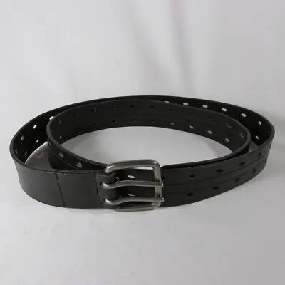 Lee Mens Black Leather Belt Sz 44/ 110 Double Prong 1 1/2  Wide EUC • $16.99