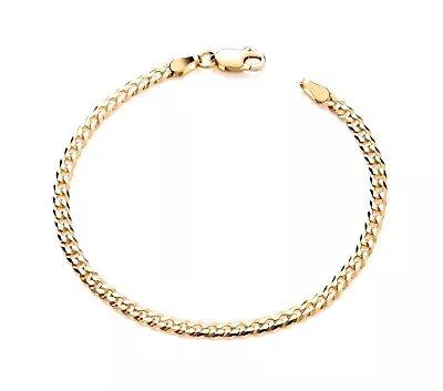 9ct Yellow Gold On Silver 6.5 Inch Curb Baby Bracelet Child's / Boy's Or Girl's • £8.95