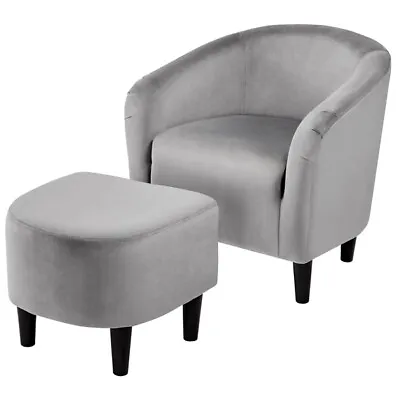 Modern Upholstered Club Chair With Ottoman Comfy Accent  Armchair Living Room • $119.99