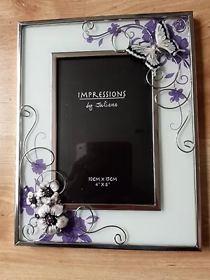 Impressions By Juliana Photo Frame Butterfly And Flower Silver Tone  Wedding... • £9.99